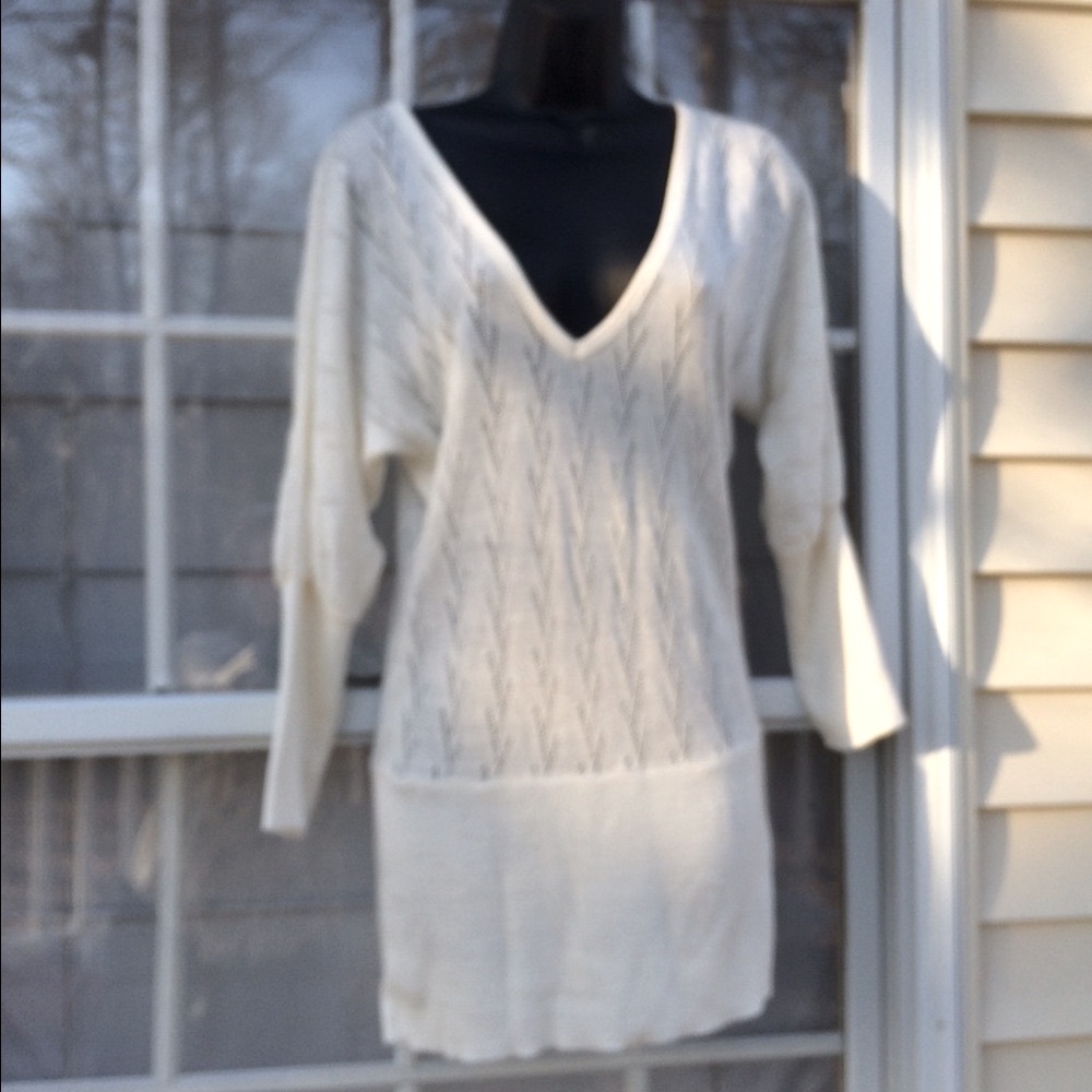 Studio Y Ivory Dolman Knit Tunic Top M.old money classic style